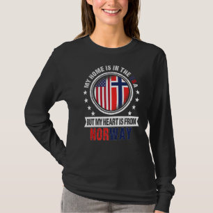 American Norwegian Flag Heart from Norway American T-Shirt