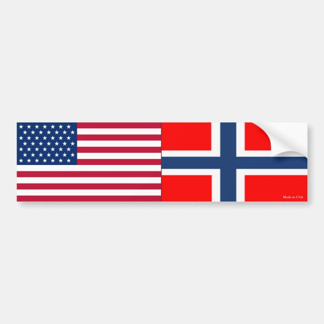 American & Norwegian Flags Bumper Sticker (Front)
