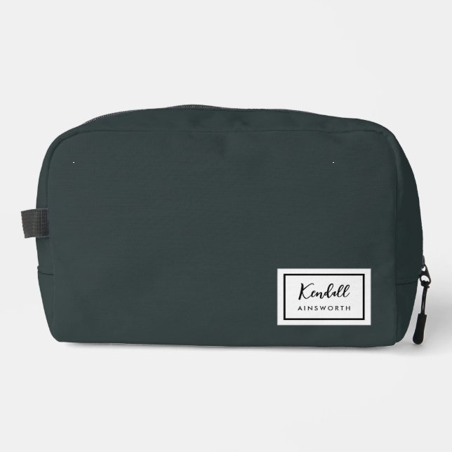 American Nostalgia Classic Simple Minimal Green Dopp Kit (Front)
