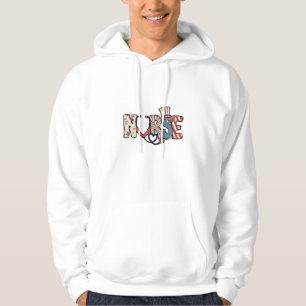 American Nurse 4th of July Patriotic USA Flag Nurs Hoodie