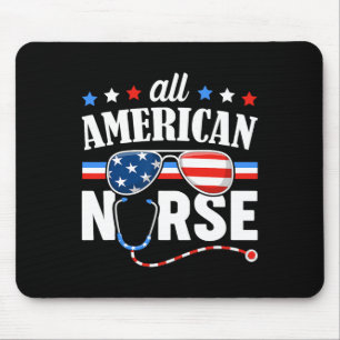 American Nurse 4th Of July Patriotic Usa Flag Nurs Mouse Pad