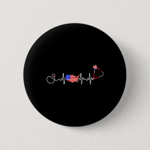 American Nurse 4th Of July Usa Flag Map Patriotic 6 Cm Round Badge