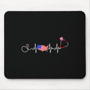 American Nurse 4th Of July Usa Flag Map Patriotic Mouse Pad
