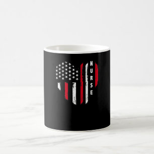 American Nurse Heart Nursing Us Flag Patriotic 4th Coffee Mug