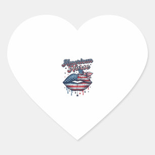 American Nurse Patriotic Lips Vector Shirt Design_ Heart Sticker
