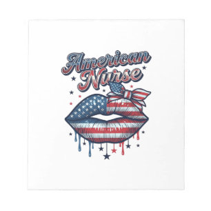 American Nurse Patriotic Lips Vector Shirt Design_ Notepad