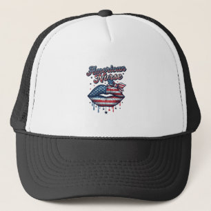 American Nurse Patriotic Lips Vector Shirt Design_ Trucker Hat
