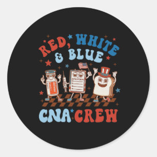 American Nurses Cna Crew Nurse 4th Of July Red Whi Classic Round Sticker