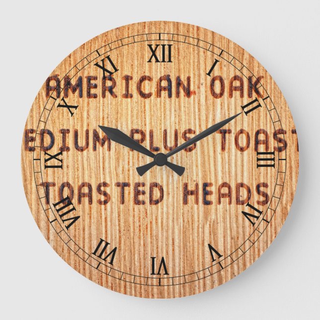 American Oak Wine Barrel Stamp Large Clock (Front)