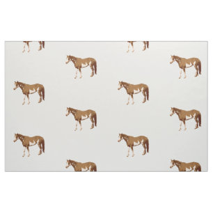 American Paint Horse Equestrian Watercolor Fabric