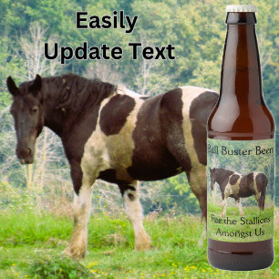 American Painted Horse in a Field Beer Bottle Label