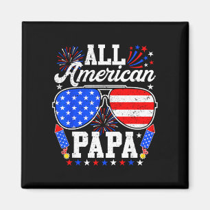 American papa 4th of july sunglasses family magnet