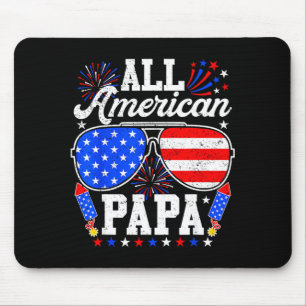 American papa 4th of july sunglasses family mouse pad