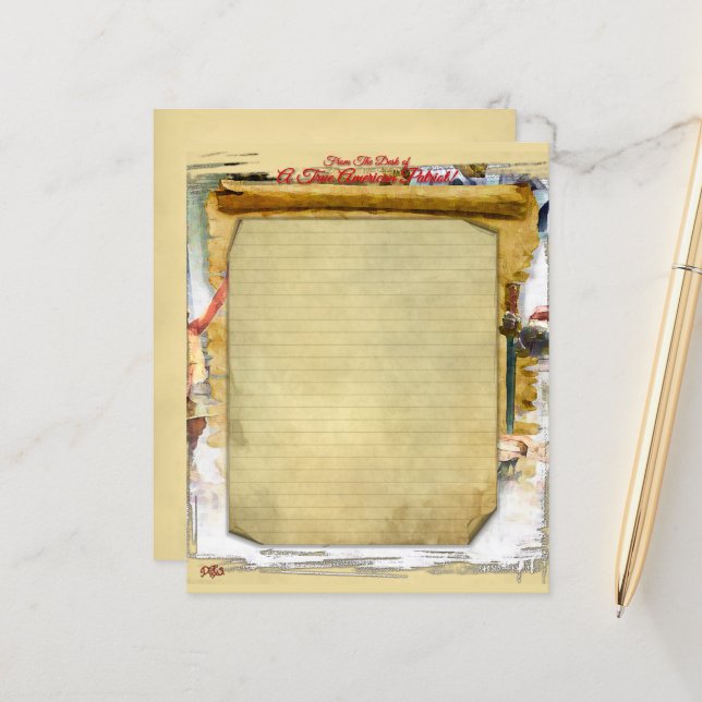 American Patriot 4.5x5.6 Stationary Paper Sheet (Front/Back In Situ)