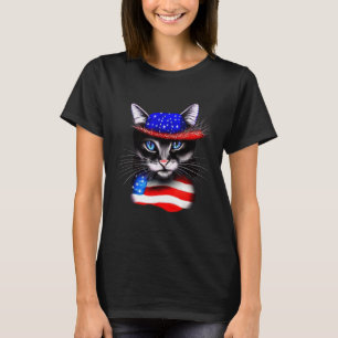 American patriot cat independence day 4th july usa T-Shirt