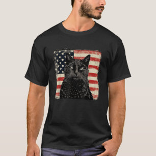 American Patriot Independence Day Black cat Men Wo T-Shirt