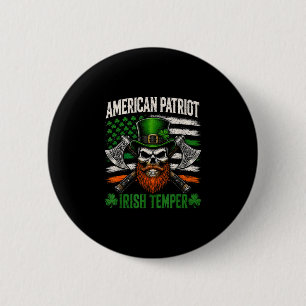 American patriot irish temper vintage shamrock 6 cm round badge