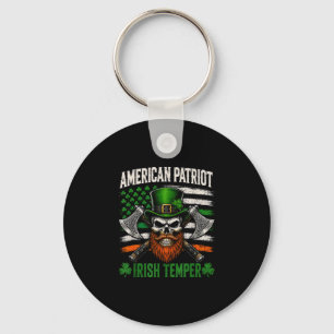 American patriot irish temper vintage shamrock  key ring