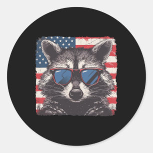 American Patriot Racoon Shirt 4th Of July Lovers Classic Round Sticker