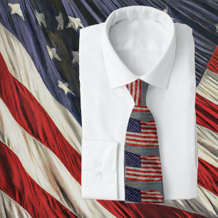 American Patriot Red White Blue Stars Stripes Flag Tie