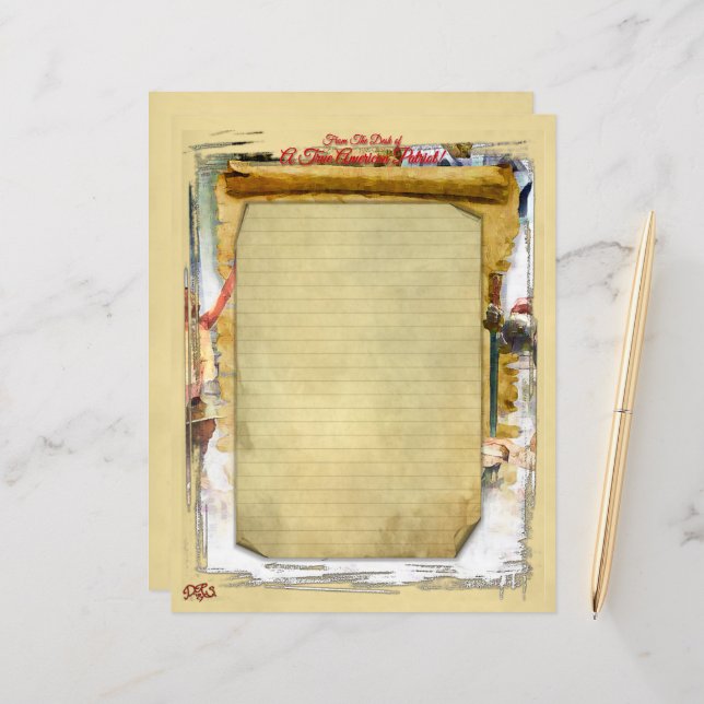 American Patriot Stationary 8.5x11 Paper Sheet (Front/Back In Situ)