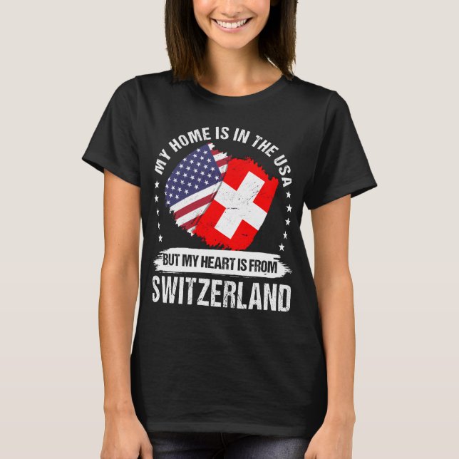 American Patriot Switzerland Flag Swiss Roots T-Shirt (Front)