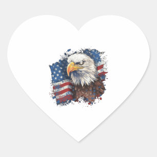 American Patriot USA Symbols Flag Eagle Freedom Heart Sticker