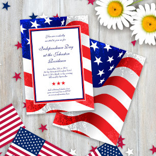 American Patriot Vintage Stars and Stripes US Flag Invitation