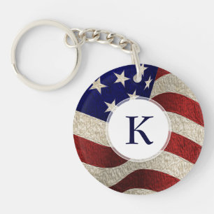 American Patriot Vintage Stars and Stripes US Flag Key Ring