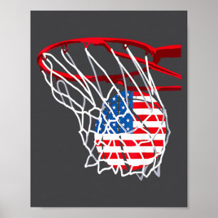 American Patriotic Basketball 4th Of July Us Flag Poster