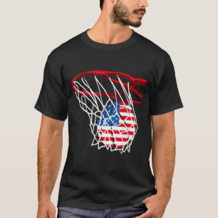 American Patriotic Basketball 4th Of July Us Flag T-Shirt