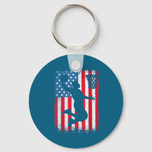 American Patriotic Basketball 4th Of July Usa Flag Key Ring