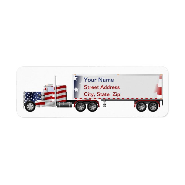 American Patriotic Big Rig Truck Address Labels (Front)