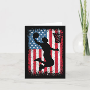 American Patriotic Bysketbyll 4th Of July Us Flag Card
