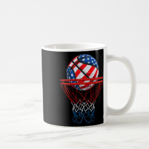 American Patriotic Bysketbyll 4th Of July Us Flag  Coffee Mug