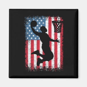 American Patriotic Bysketbyll 4th Of July Us Flag Magnet