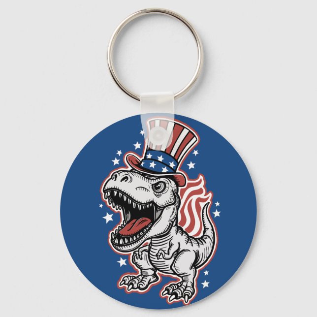 American Patriotic Dinosaur Key Ring (Front)