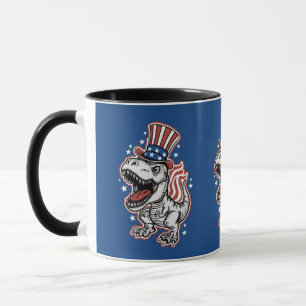 American Patriotic Dinosaur Mug