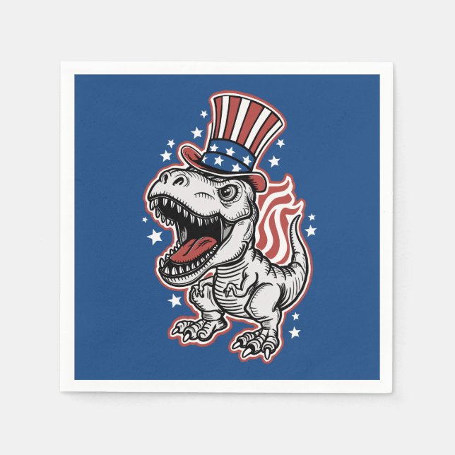 American Patriotic Dinosaur Napkin (Front)