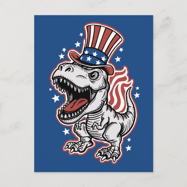 American Patriotic Dinosaur Postcard (Front)