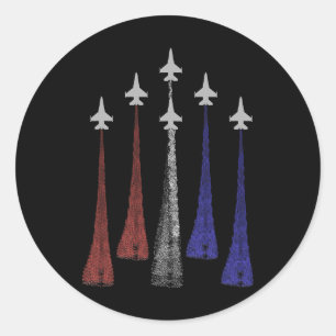 American Patriotic Fighter Jets Usa 4th Of July Mi Classic Round Sticker