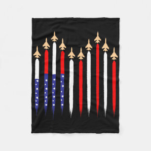 American Patriotic Fighter Jets Usa Flag 4th Of Ju Fleece Blanket