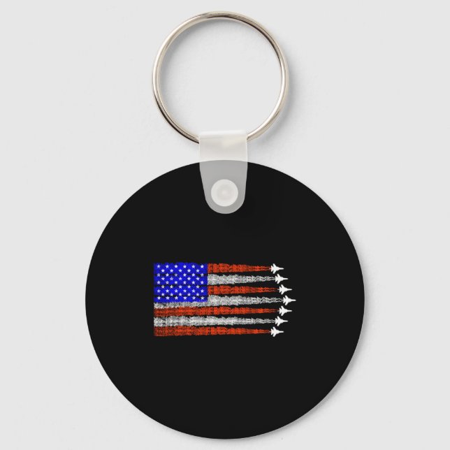 American patriotic fighter jets usa flag 4th of key ring (Front)