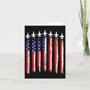 American Patriotic Fighter Jets Usa Flag Waving 4t Card