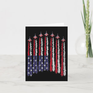 American Patriotic Fighter Jets Usa Flag Waving 4t Card