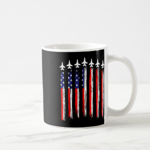 American Patriotic Fighter Jets Usa Flag Waving 4t Coffee Mug
