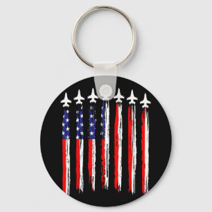 American Patriotic Fighter Jets Usa Flag Waving 4t Key Ring