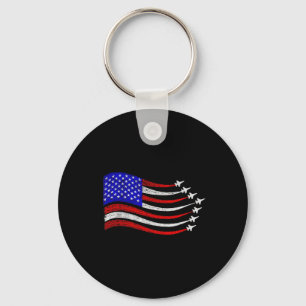 American Patriotic Fighter Jets Usa Flag Waving 4t Key Ring