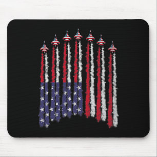 American Patriotic Fighter Jets Usa Flag Waving 4t Mouse Pad