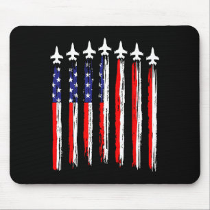 American Patriotic Fighter Jets Usa Flag Waving 4t Mouse Pad